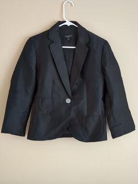Size 4 Talbots Silk And Wool Blend Black Blazer Jacket